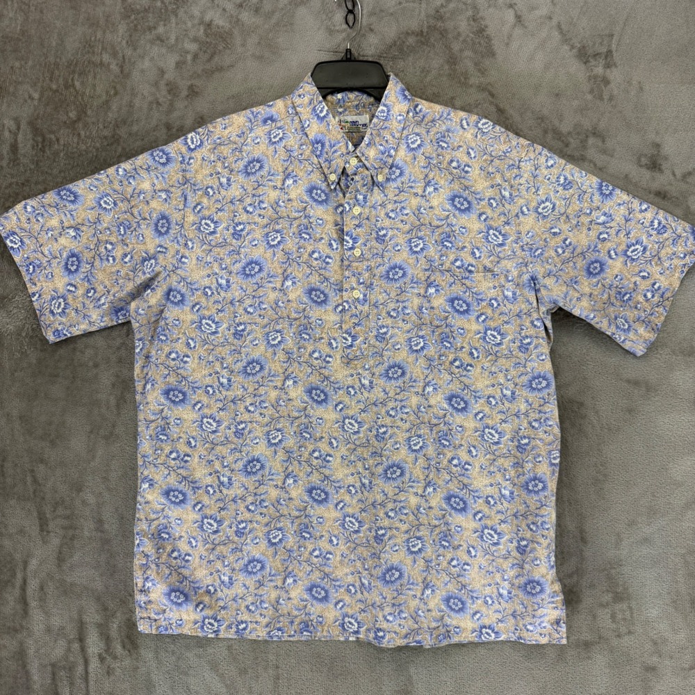 Reyn Spooner Shirt Mens XXL Hawaiian Traditionals Blue Floral Pullover EUC
